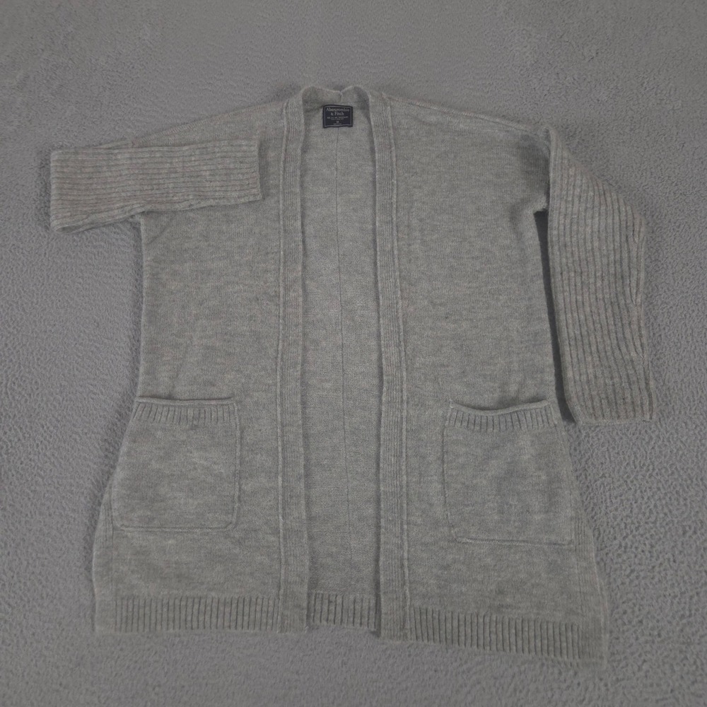 Abercrombie & Fitch Sweater Womens Medium Gray Cardigan Knit Open Front Pockets